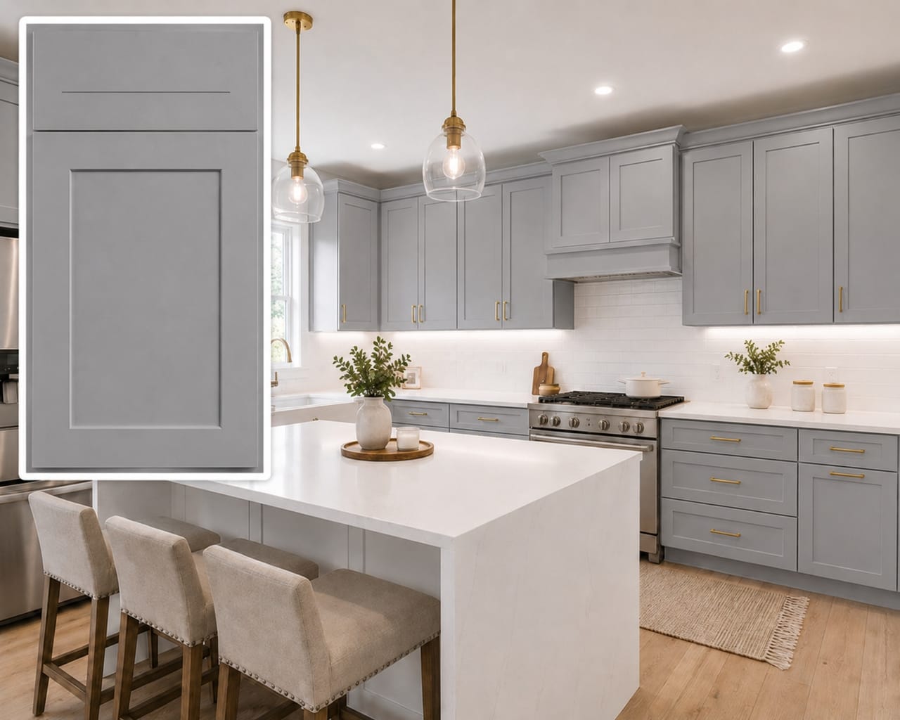 Grey Shaker kitchen with door sample