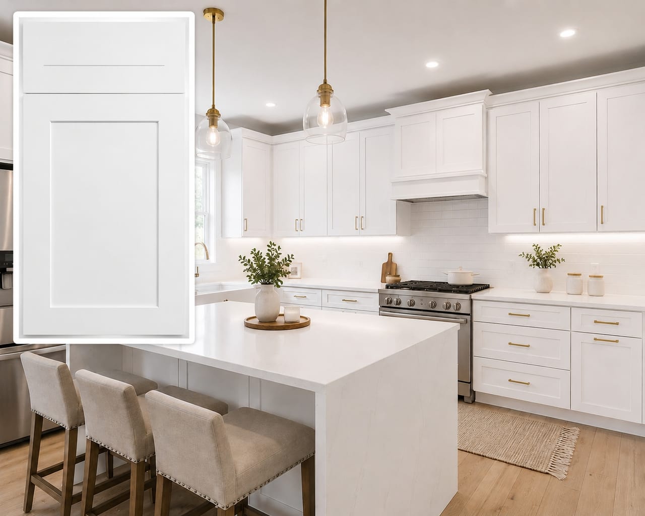 White Shaker kitchen with door sample